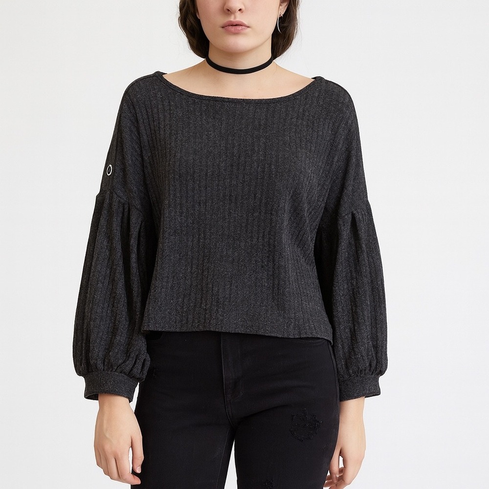 Adrienne Vittadini Women's Knitted Long Sleeve Eyelet Pullover Blouse Sz XL NWT